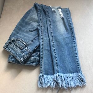 Ankle Fringe Jeans